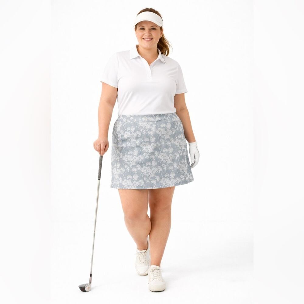NWOT Peter Millar Womens Gray & White Floral Skort UPF 50+ Size XL